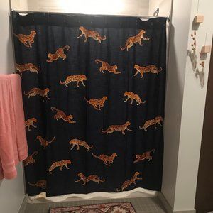Anthropologie Leopard Organic Cotton Shower Curtain